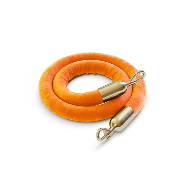 Montour Line Velvet Rope Orange With Pol.Brass Snap Ends 8ft.Cotton Core HDVL510Rope-80-OR-SE-PB